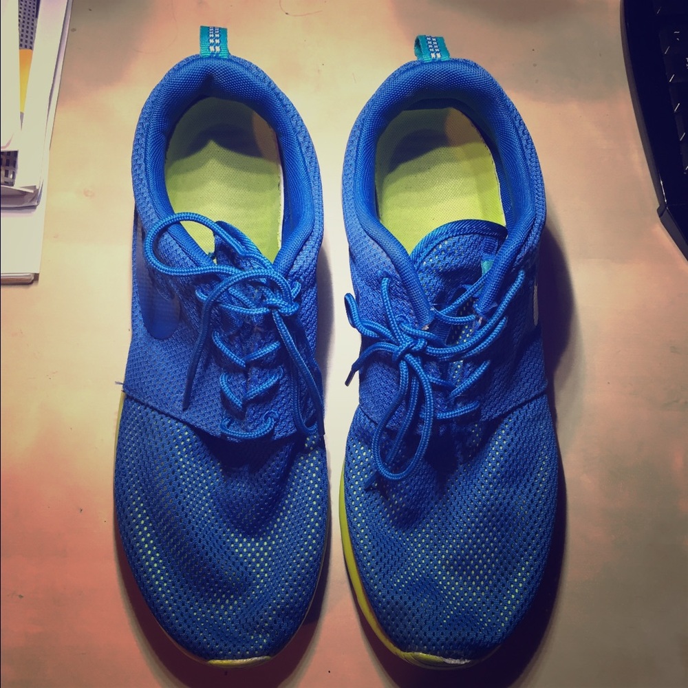 Nike Roshe Run Men's Shoes Military Blue-Turbo