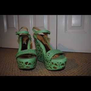 Mint Green and Gold wedges