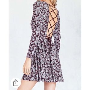 Kimchi Blue Katryna Floral Lace Up Mini Dress