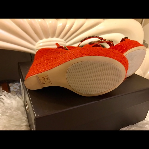 Bebe Gem Stone Raffia Espadrille Wedge 9 M - Picture 7 of 8