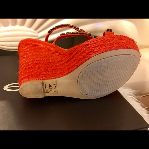 Bebe Gem Stone Raffia Espadrille Wedge 9 M - Picture 8 of 8