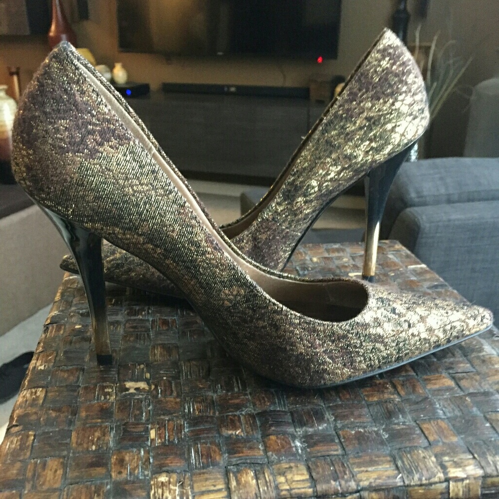 Guess by Marciano Gold Stilettos with Ombre Heel