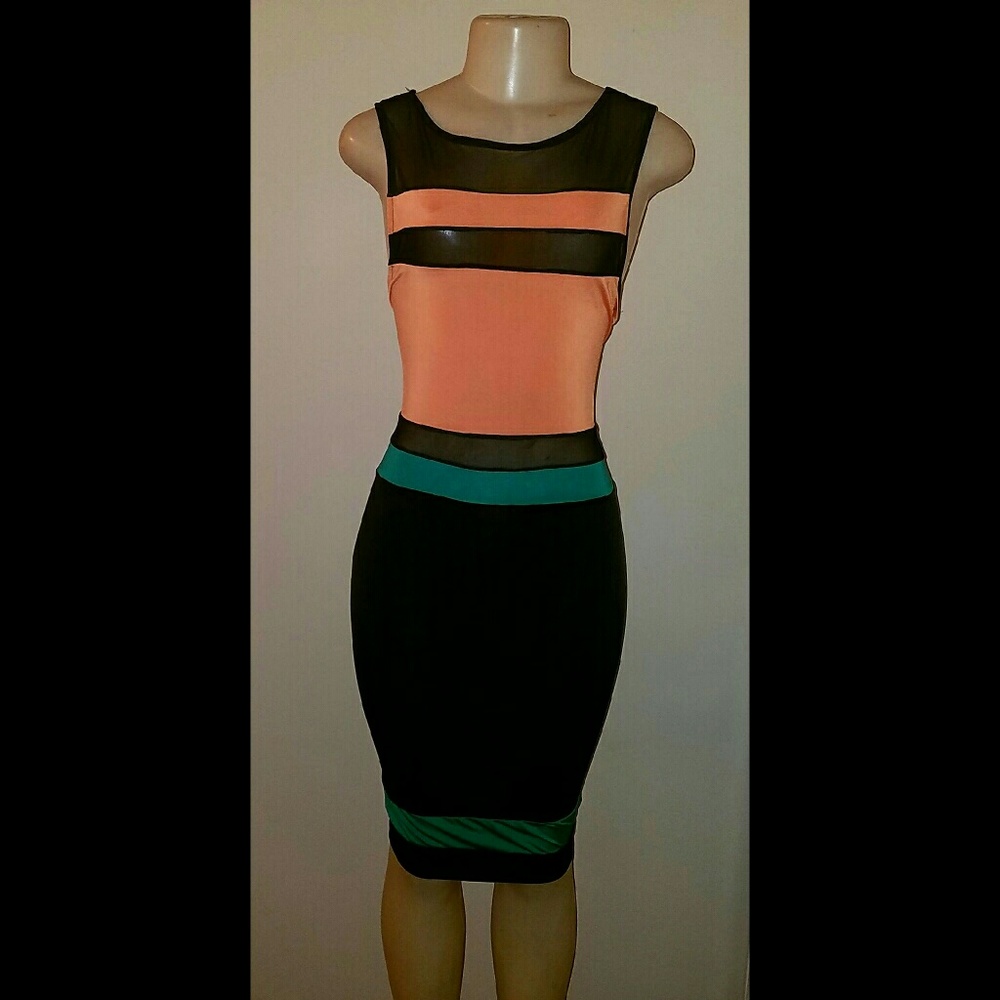 Green/orange sheer dress