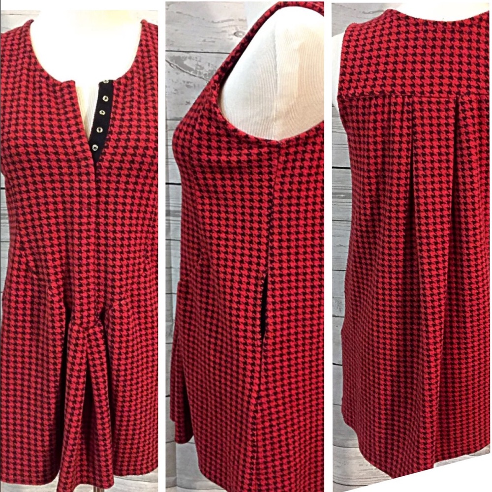 Silence + Noise Red Houndstooth Dress