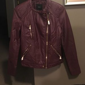 Burgundy moto jacket