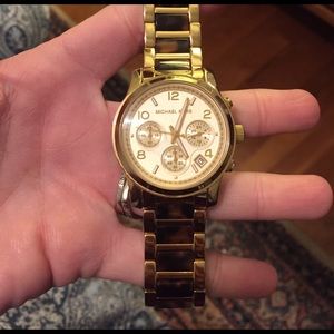 Authentic Michael Kors Tortoise/Gold Watch; Firm