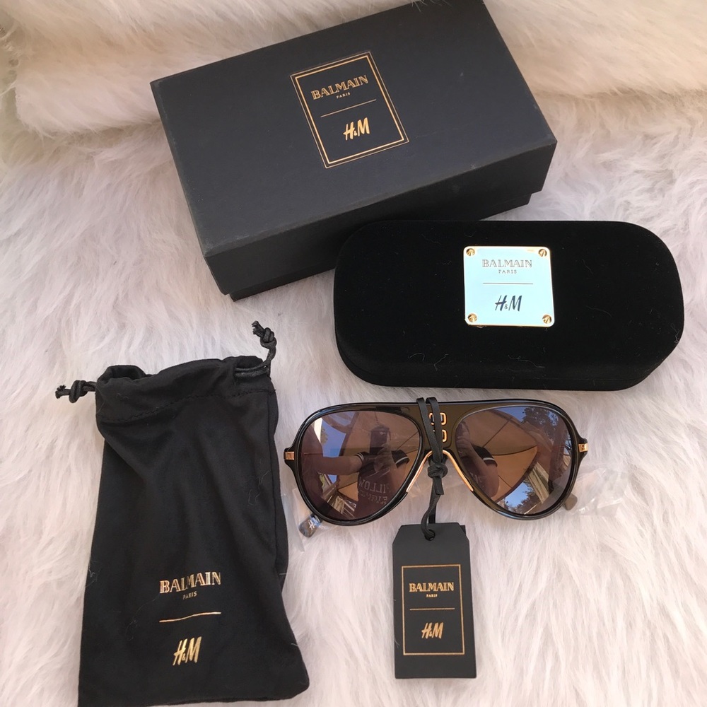BRAND NEW BALMAIN x H&M BLACK AVIATOR SUNGLASSES