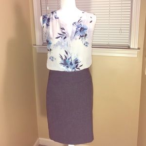 Ann Taylor loft blue flowery blouse
