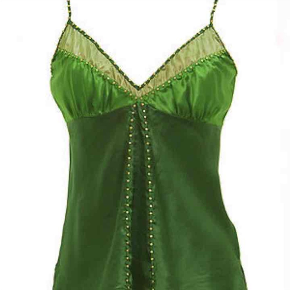 Emerald Green 100% Silk Gold Hawk Tank