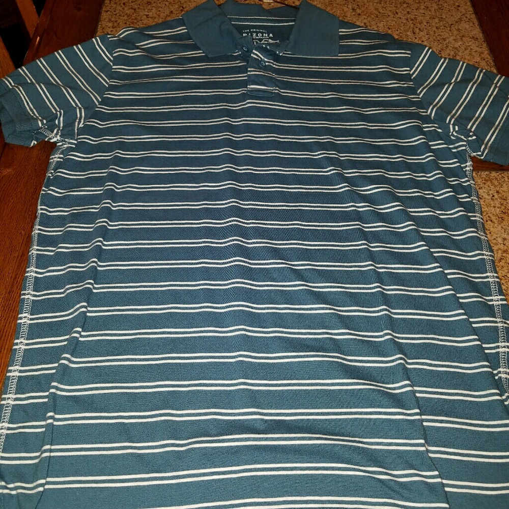 Mens Arizona  blue/white stripe Polo Size L