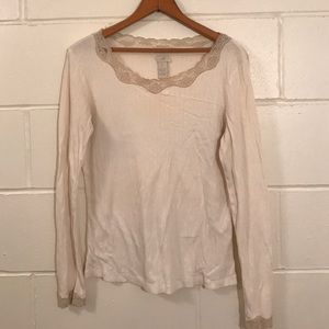 JJill cream ribbed long sleeve tee
