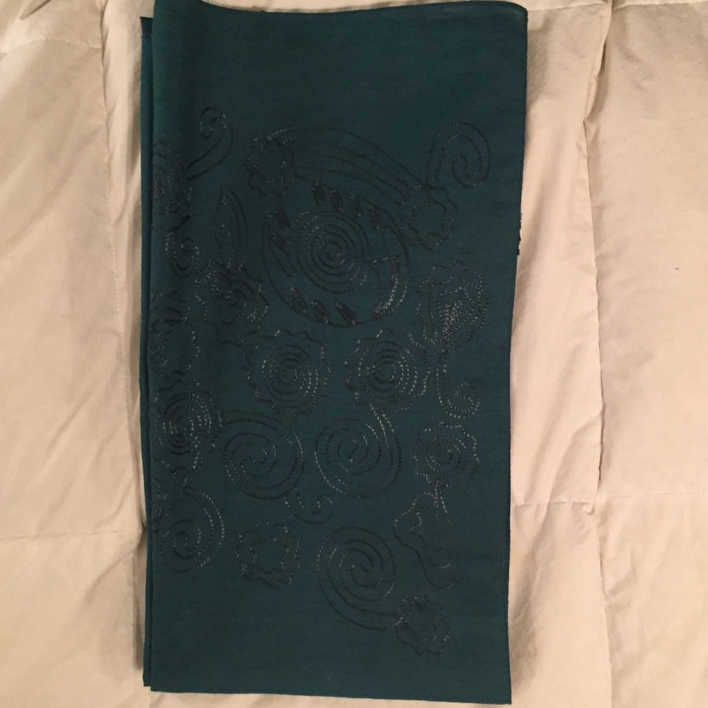 Coldwater Creek Raw Silk Scarf Teal