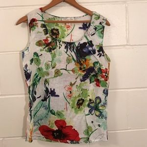 Coldwater Creek sleeveless floral linen too