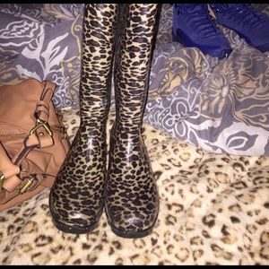 cute cheetah print rain boots