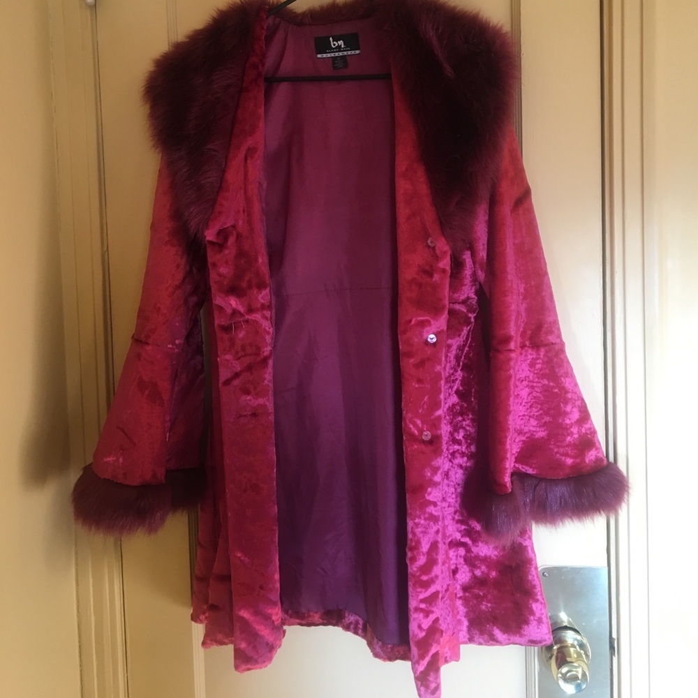 Faux fur and crushed velvet jacket
