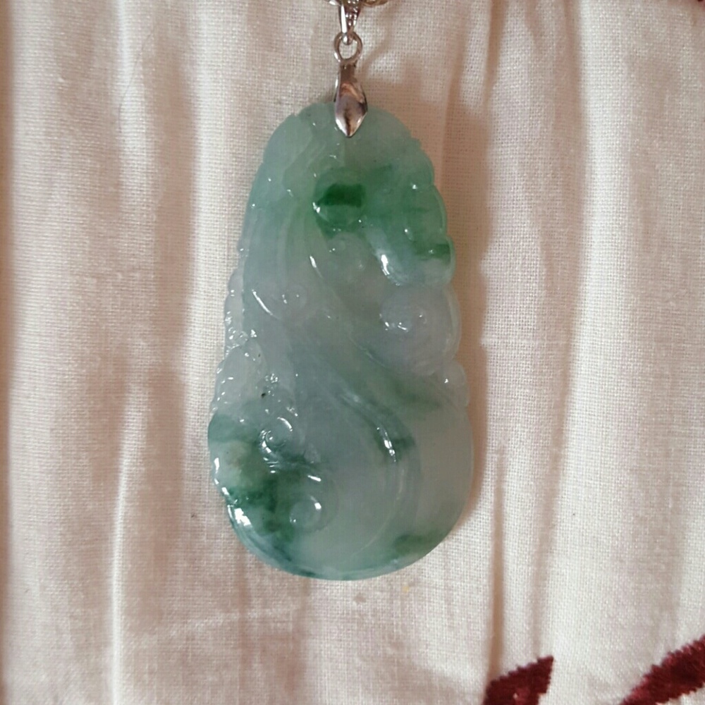 18k gp100% natural stone jade pendant