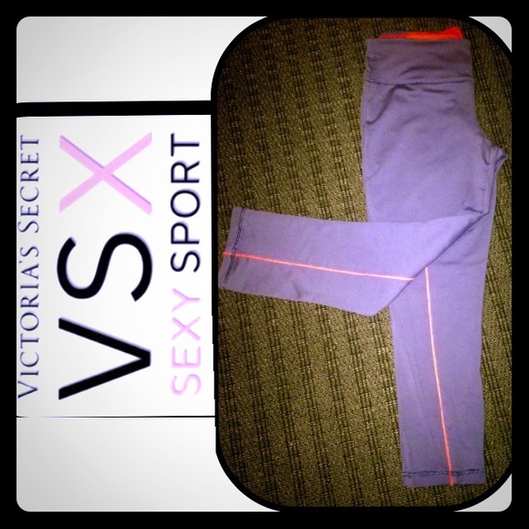 Gray With Orange Stripe Leggings by VSX - Picture 1 of 5