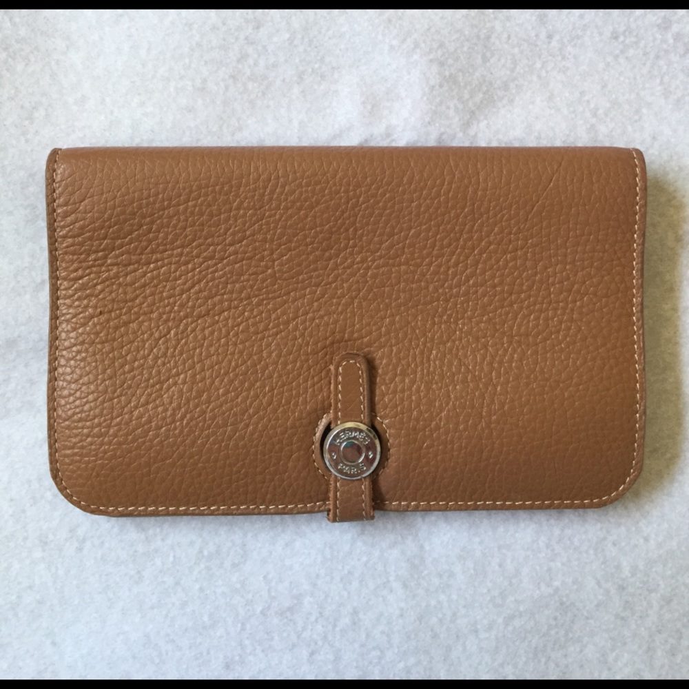 Hermes Dogon Tan Pebbled Leather Wallet
