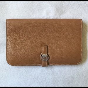 Hermes Dogon Tan Pebbled Leather Wallet