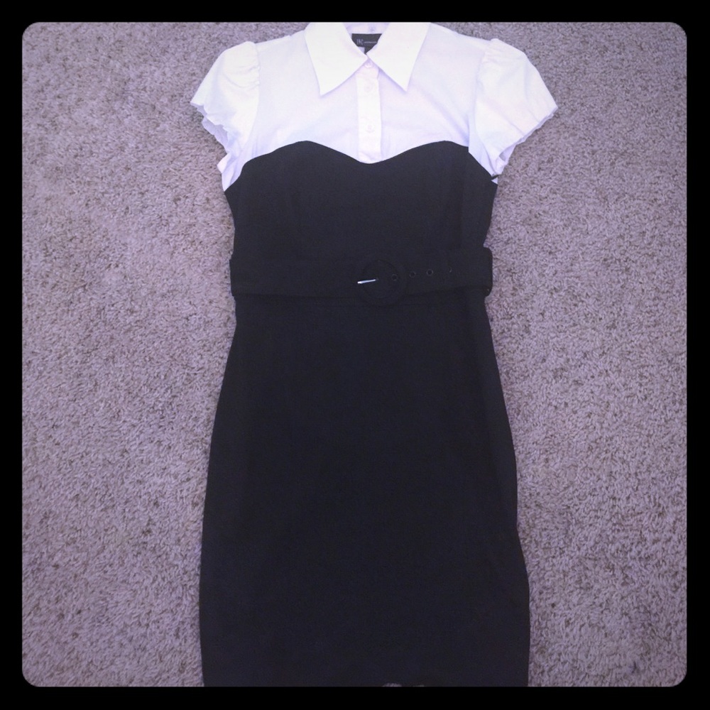 INC tuxedo style little black dress size 8