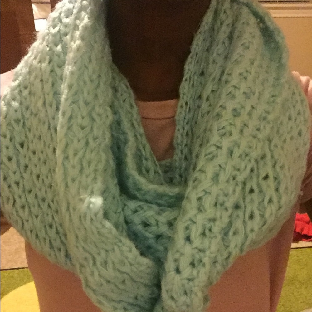 Mint blue knitted scarf