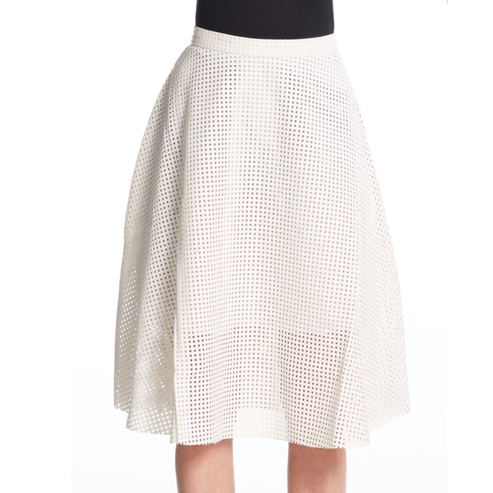 Faux Leather Perforated Midi Skirt