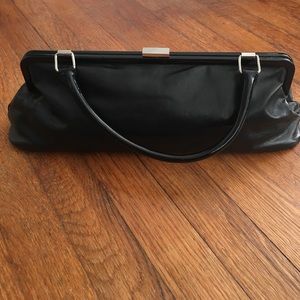Black leather clutch