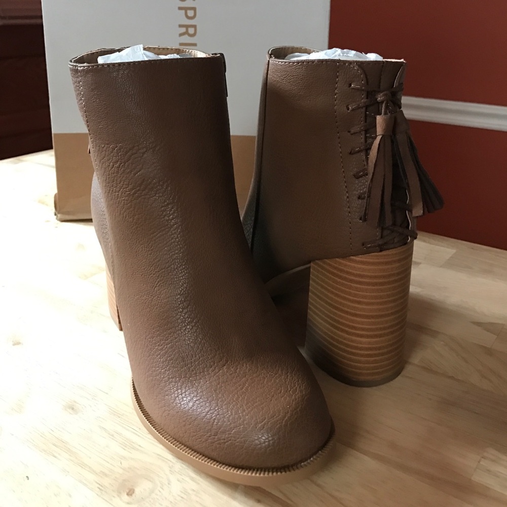 Cognac Tassel Booties