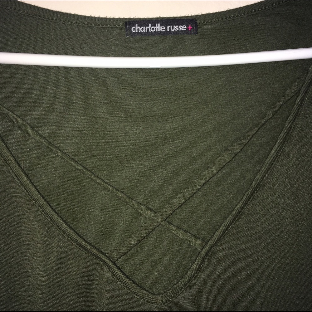 Green cross-front top
