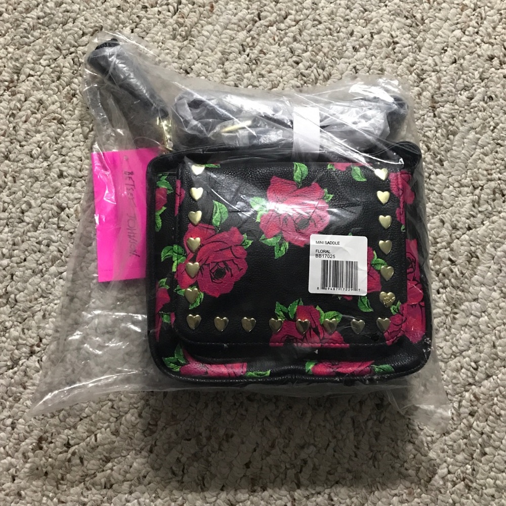 Betsey Johnson Black Floral Bag