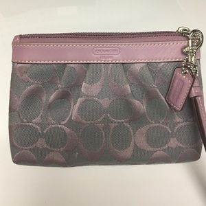 Coach Gray and Purple Wristlet Purse
