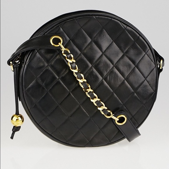 CHANEL Handbags - Chanel Vintage Quilted Lambskin Leather Circle Bag
