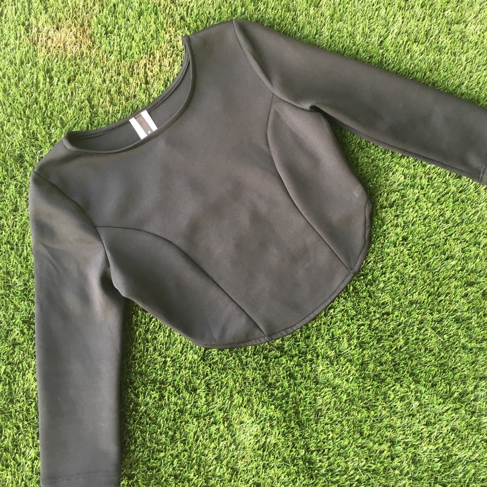 Black open back crop top