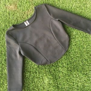 Black open back crop top