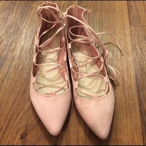 Forever 21 Suede Lace-Up Flats