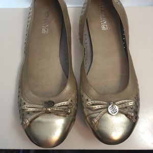 Sperry Topsider gold ballet flats.