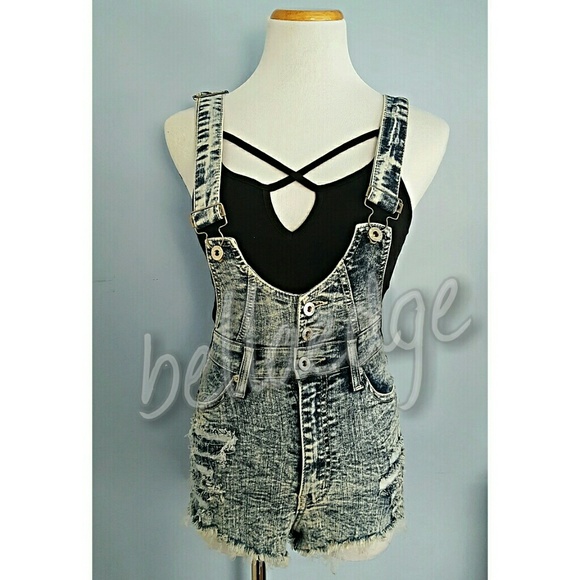 GYPSY Mineral Wash Denim Short Overalls - Picture 2 of 6