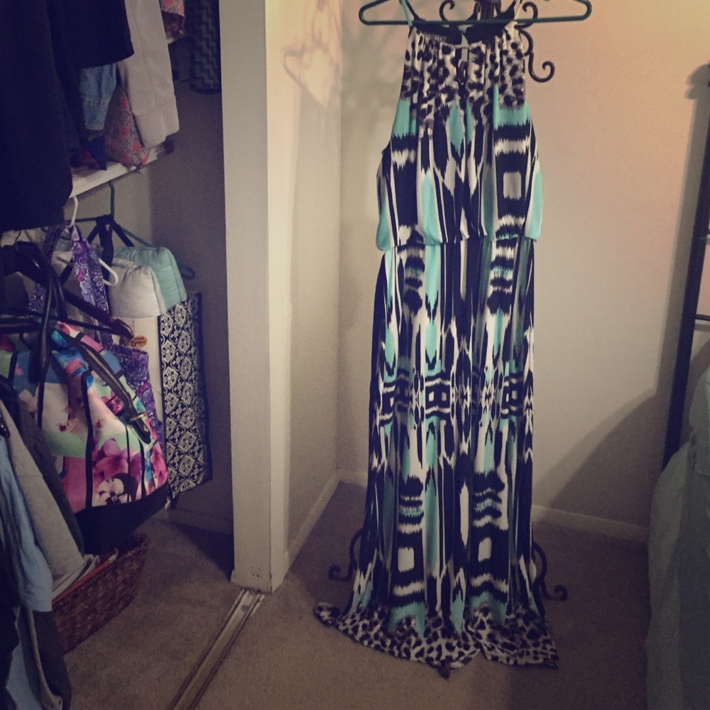 Mint & Black Maxi Dress