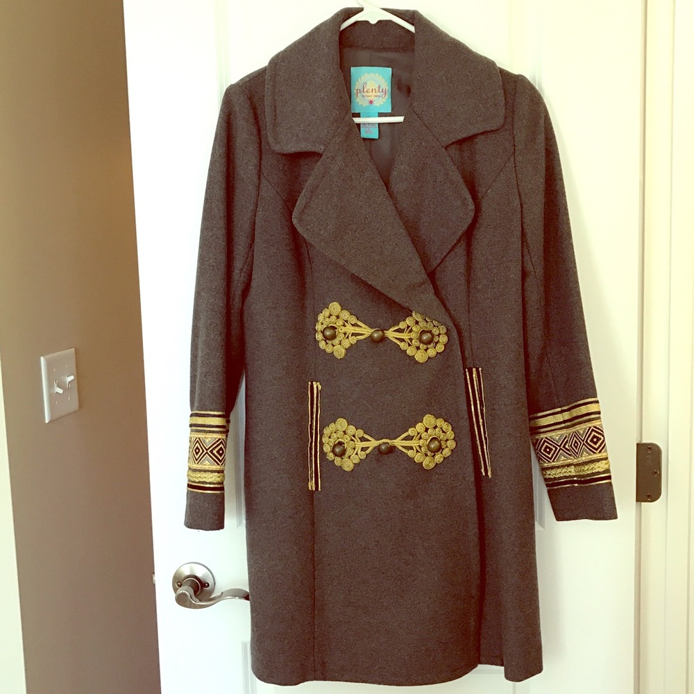 Plenty by Travy Reese military grey coat size S