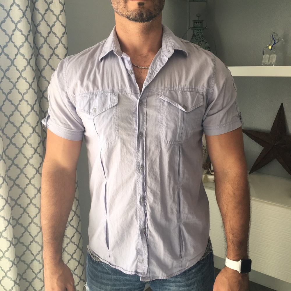 Men's casual short sleeve dress shirt size S