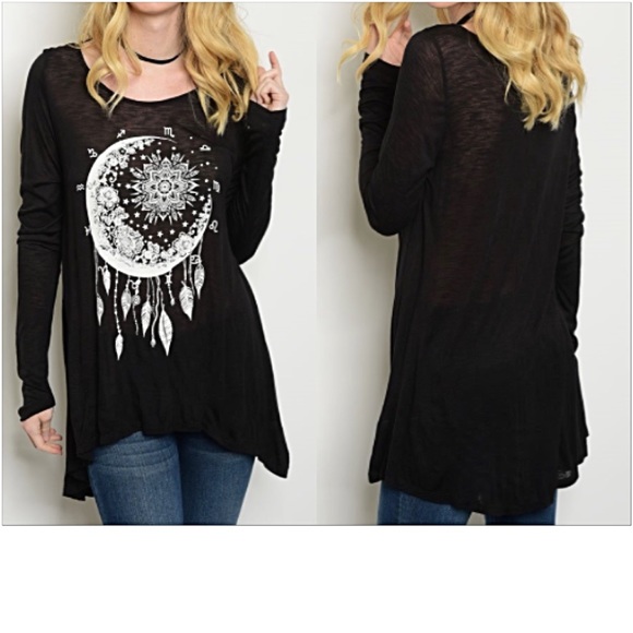 Moon Celestial Long Sleeve Flowy Tee Tunic S sold - Picture 4 of 4