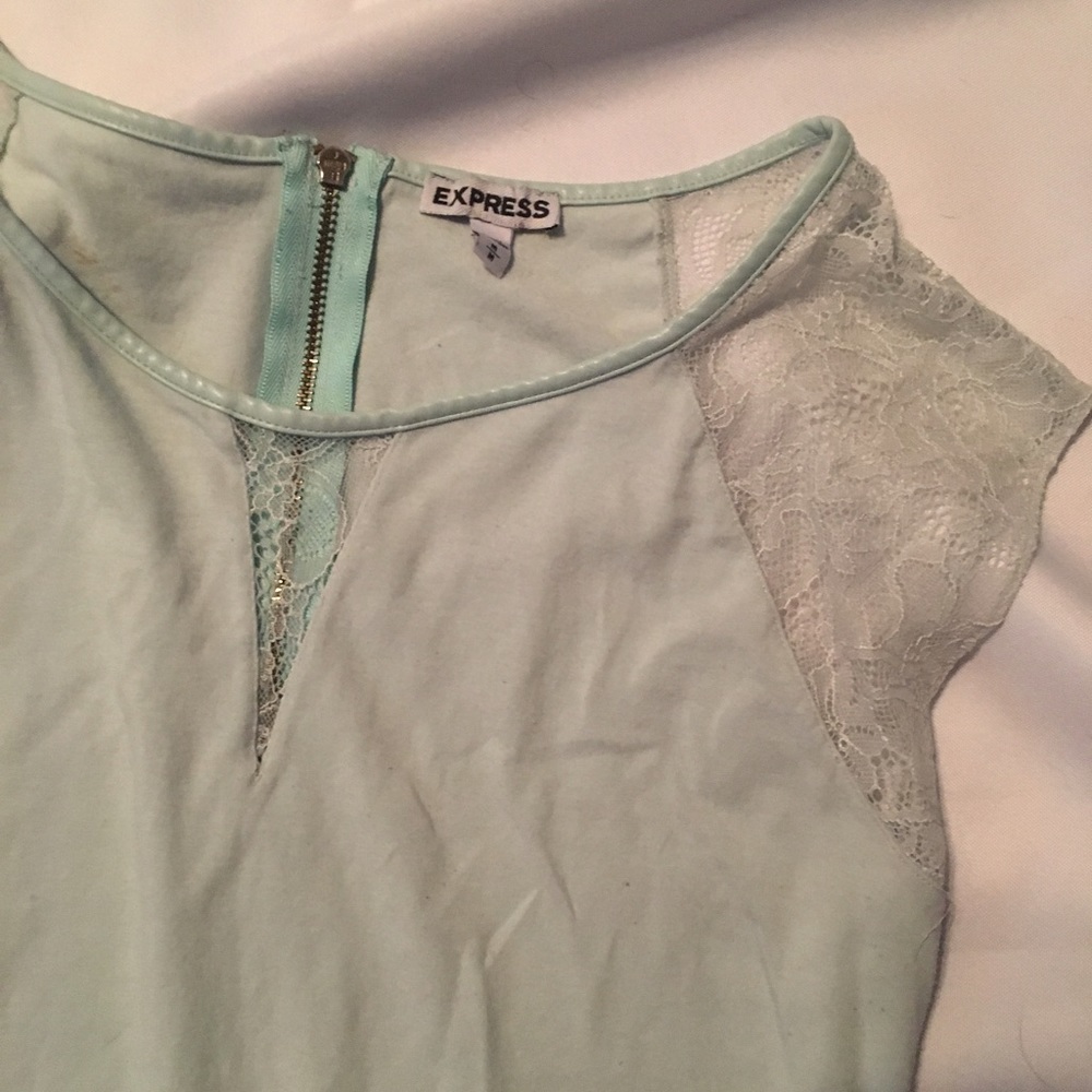 Mint Green Cotton & Lace Top