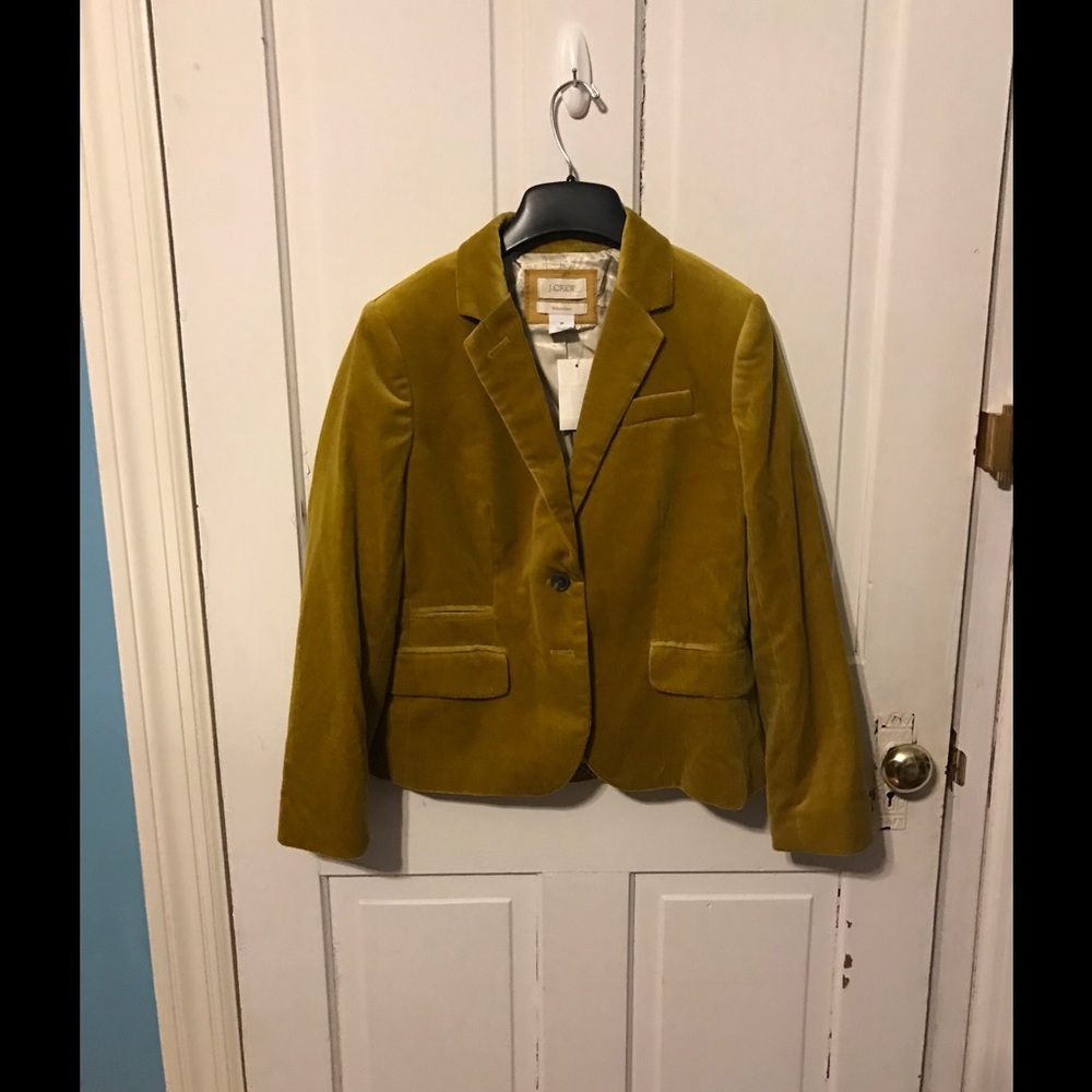 NEW J. Crew Schoolboy Blazer Gold Velvet 6P