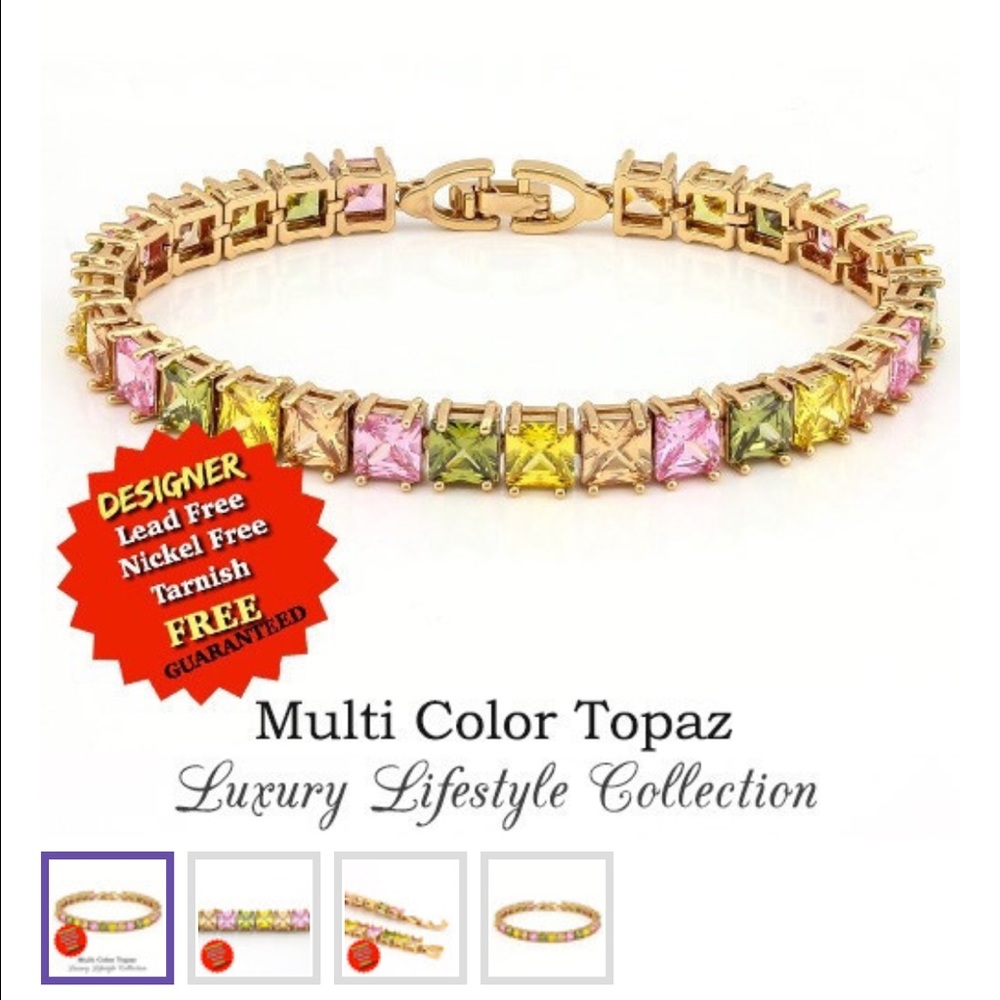 18K Gold Filled 20.CT Multi Color Topaz Bracelet