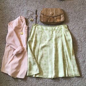 Pleated silk floral skirt