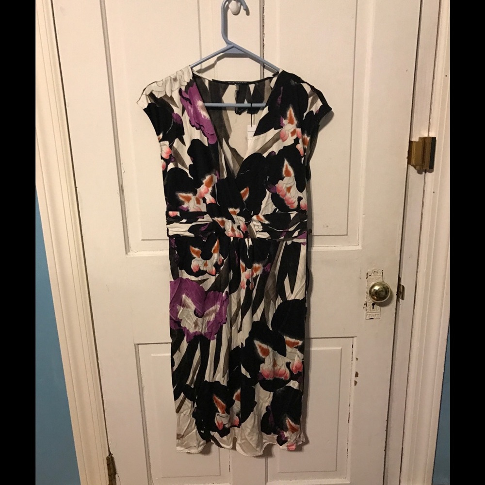 NWT Ellie Tahari Silk Jersey Faux Wrap Dress Small