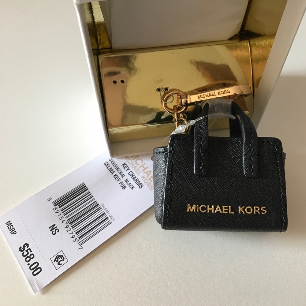 Michael Kors Key Charm Mini Black Selma NWT