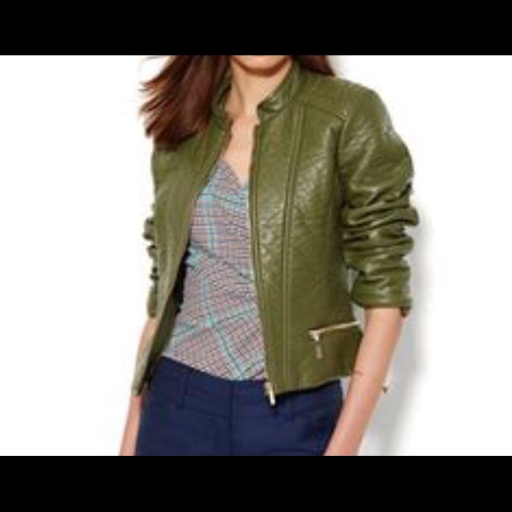 Green faux leather jacket