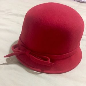 NWOT Red Wool Cloche Hat