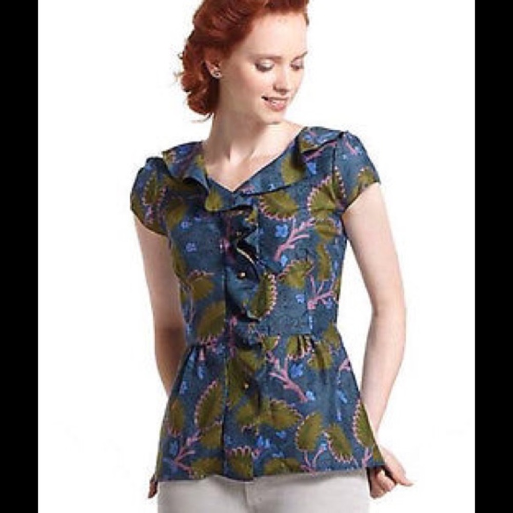 Anthropologie Ruffle Peplum Blouse 12